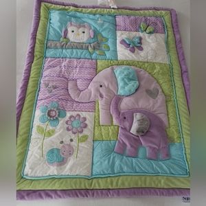 NoJo Nursery Bedding Quilt Elephants Owls Butterflies NWT